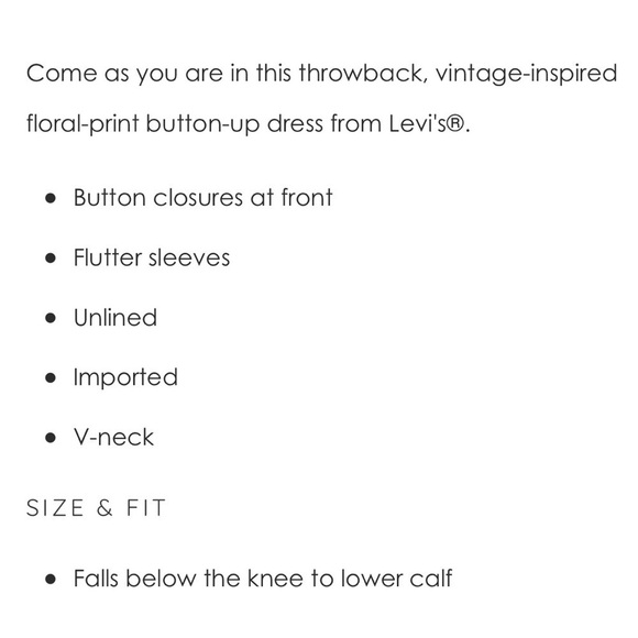 Levi's Brooks Caviar 90s Midi Dress Black White Daisy Floral Button Front V-Neck - Picture 9 of 12